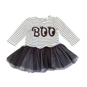 Gap Baby BOO Stripe Tulle Costume Halloween Spooky Dress Size 6-12 Months